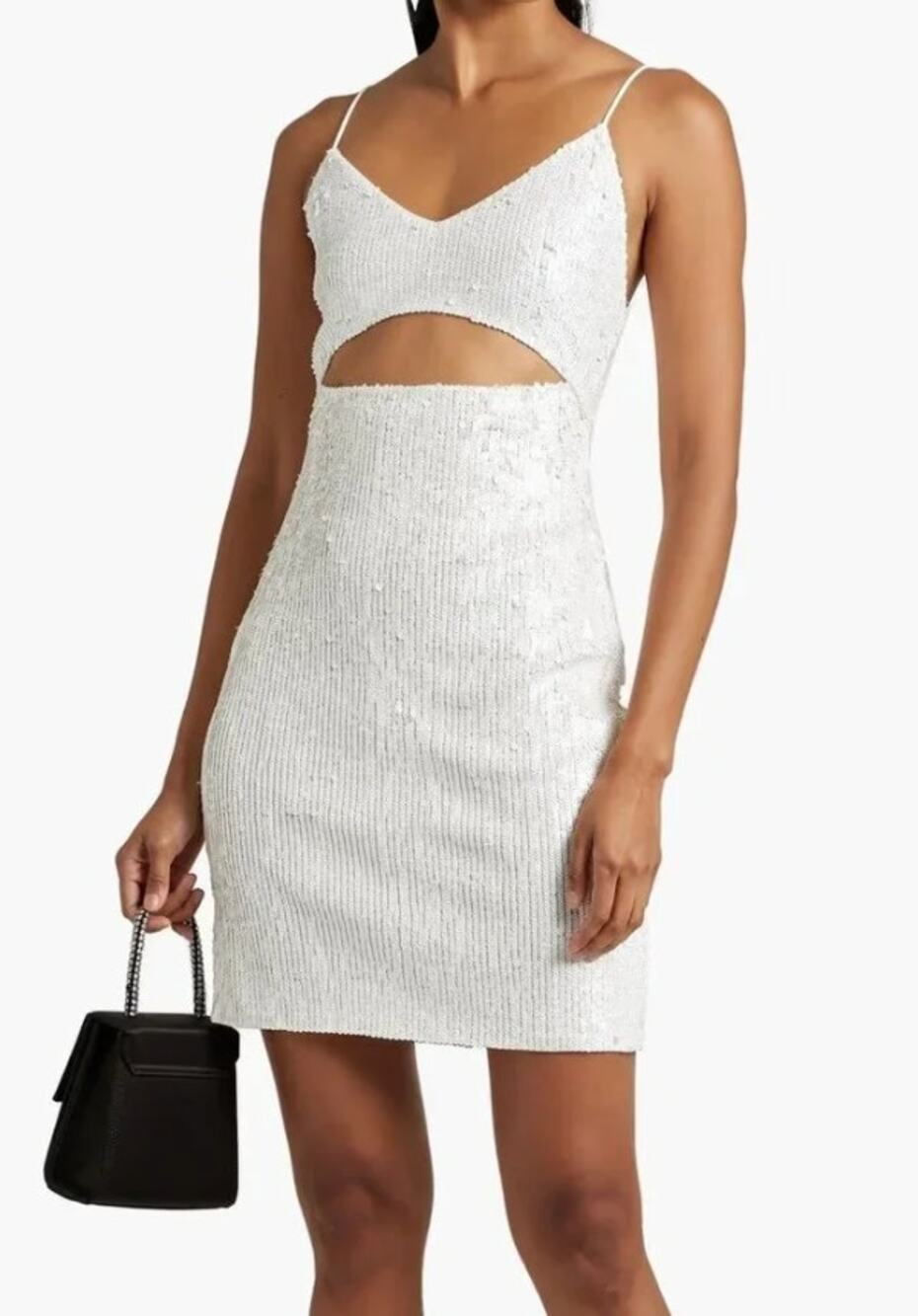 Alice + Olivia Valli Cutout Sequined Mesh Mini Dress White 4